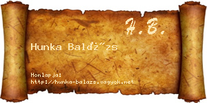 Hunka Balázs névjegykártya